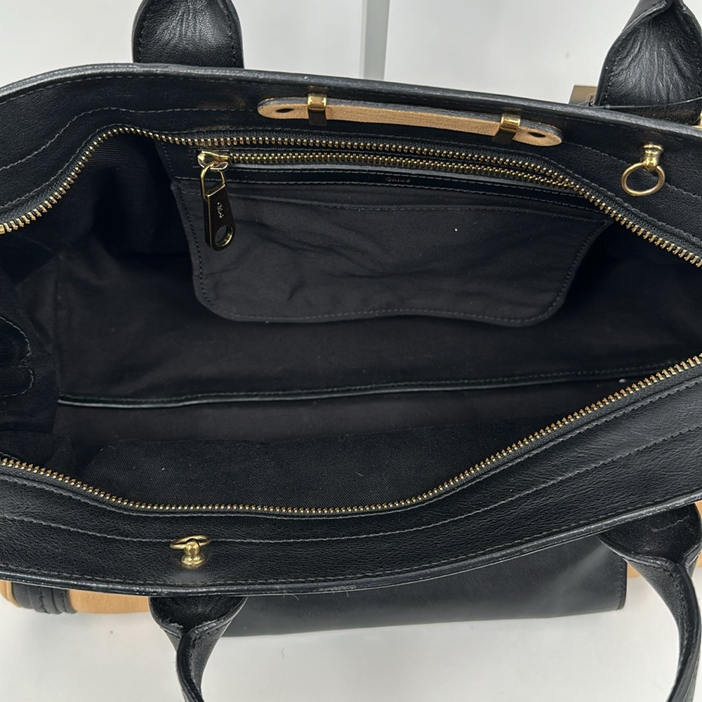 Authenticated Chloe 2 Way Alice Large Handbag - Tan/Black - Picture 11 of 16